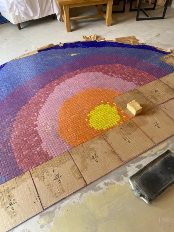 Pose de mosaïque dans un spa vers Grand Bornand, Annecy, Impoco Catania