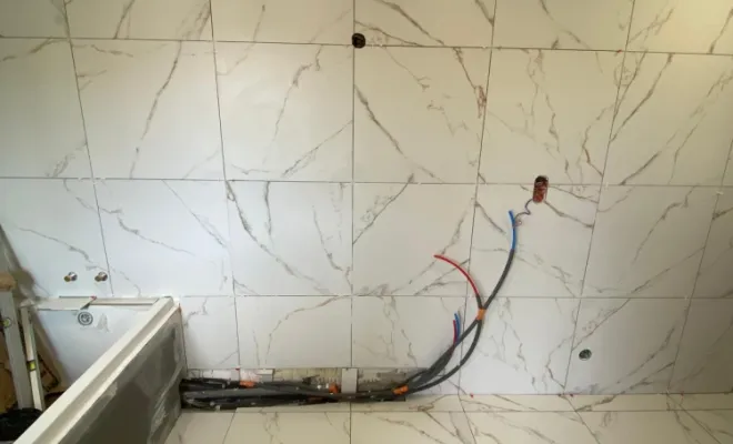 Rénovation d'une salle de bain Marbre et bois , Annecy, Impoco Catania